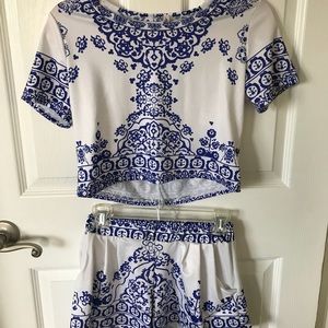 White and blue matching two piece!!